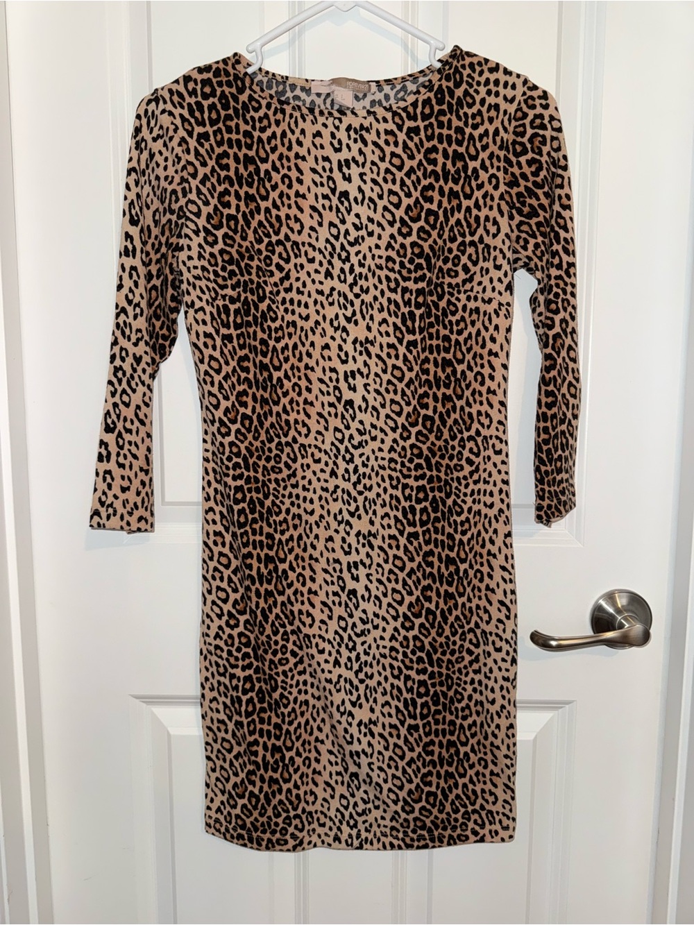Forever 21 Leopard Print Long Sleeve Shift Dress - Tan & Black